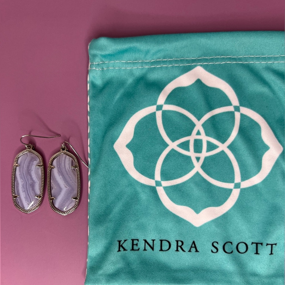 Kendra Scott - Drop Earrings (Gray in Silver), 1.75 Inches L, .75 Inch W